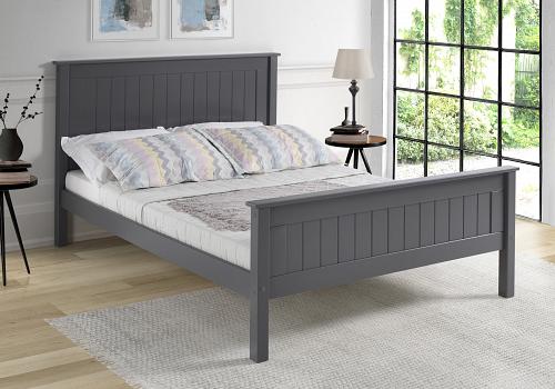 4ft6 Double Torre Dark grey painted wood bed frame, high foot end panel 1